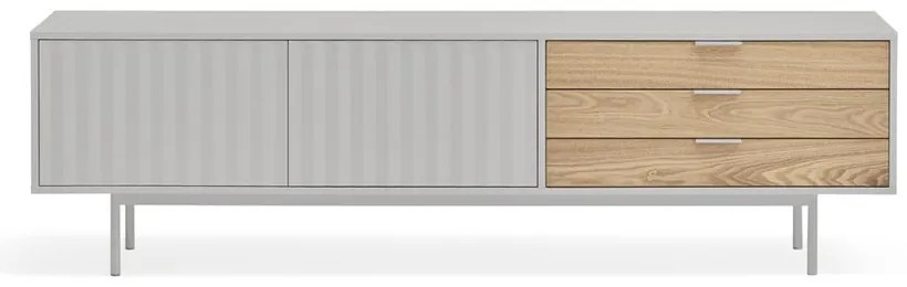 Szaro-naturalna szafka pod TV w dekorze dębu 180x52 cm Sierra – Teulat