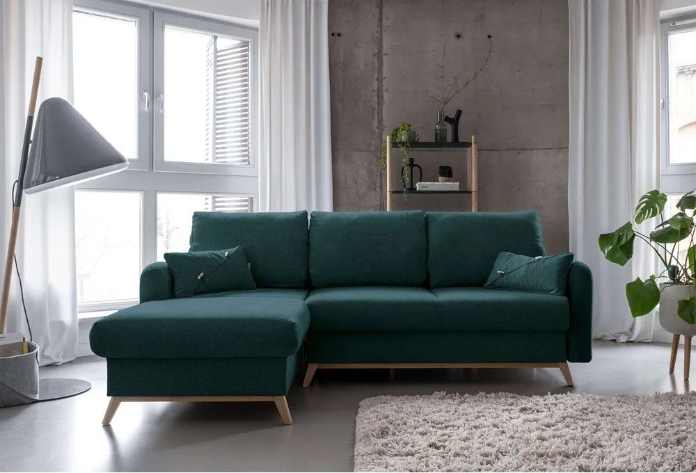 Turkusowy narożnik rozkładany Miuform Scandic Lagom, lewostronny