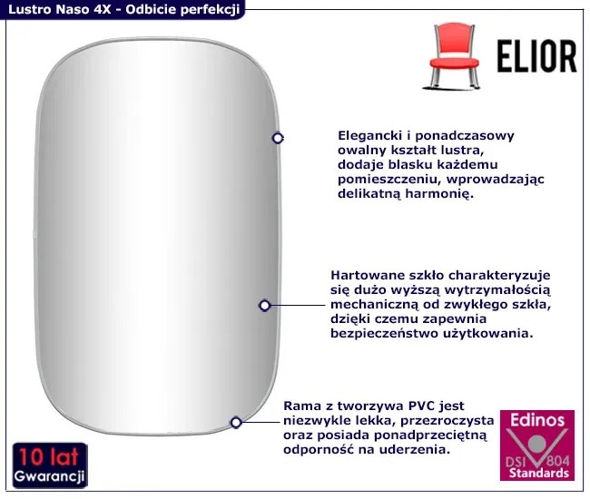 Srebrne nowoczesne lustro w ramie 80x50 cm - Kogo 4X