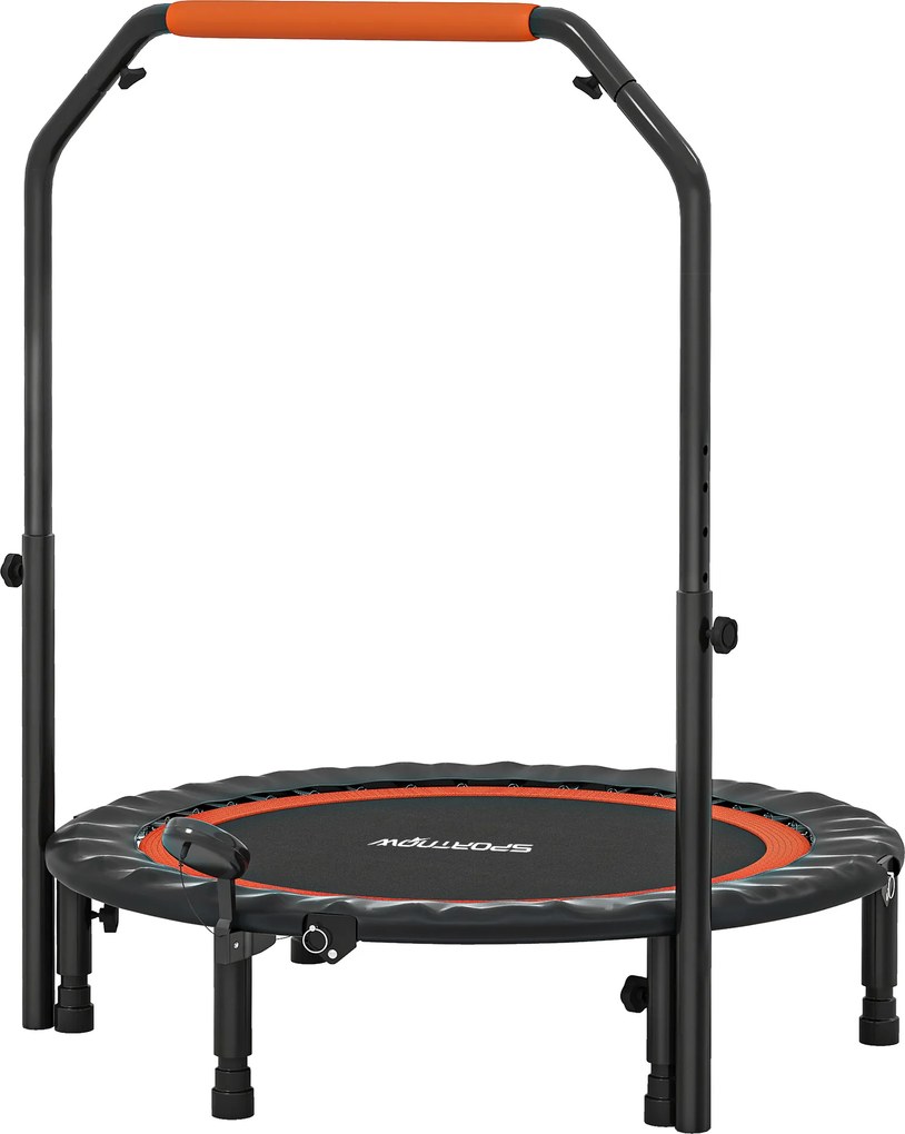 SPORTNOW Minitrampolin, z regulowanym uchwytem, monitor LCD, stal, czarno-czerwony, Ø102 x 99-123 cm