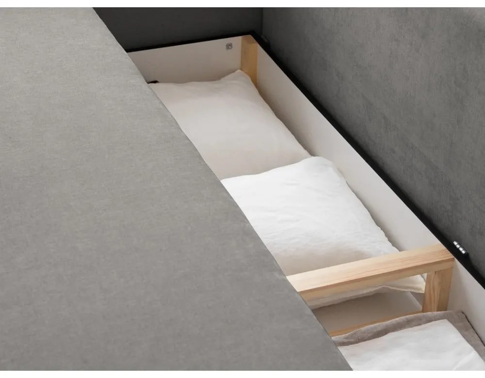Szara rozkładana sofa ze schowkiem 231 cm Elen – Micadoni