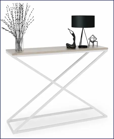 Wąska konsola w stylu skandynawskim biały + dąb sonoma G3-C49