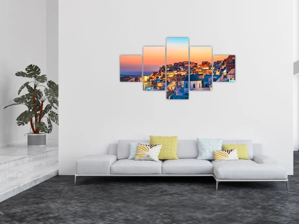 Obraz - Santorini o zmierzchu (125x70 cm)