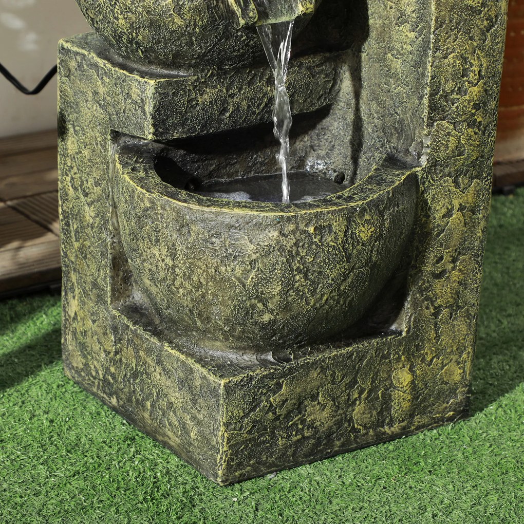 Outsunny Fontanna Ogrodowa Wodna Fontanna, regulacja prędkości, 25 x 24 x 60 cm, Czarny