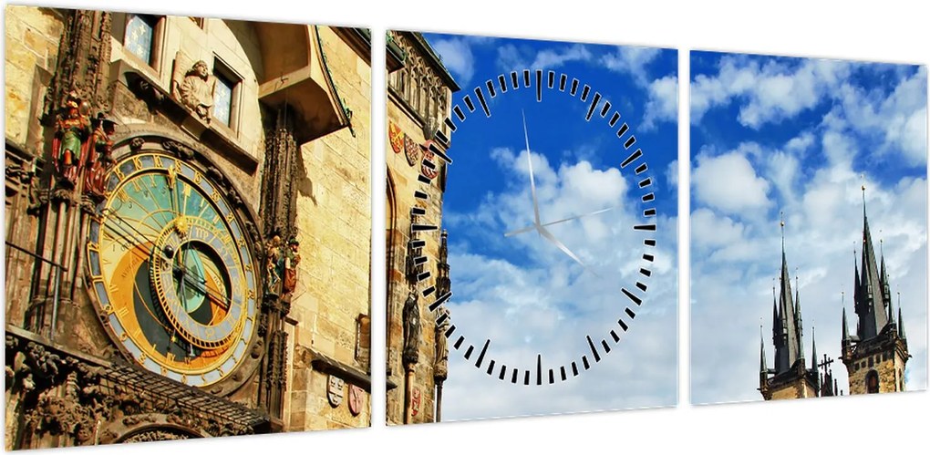 Obraz - Praski zegar astronomiczny (z zegarem) (90x30 cm)