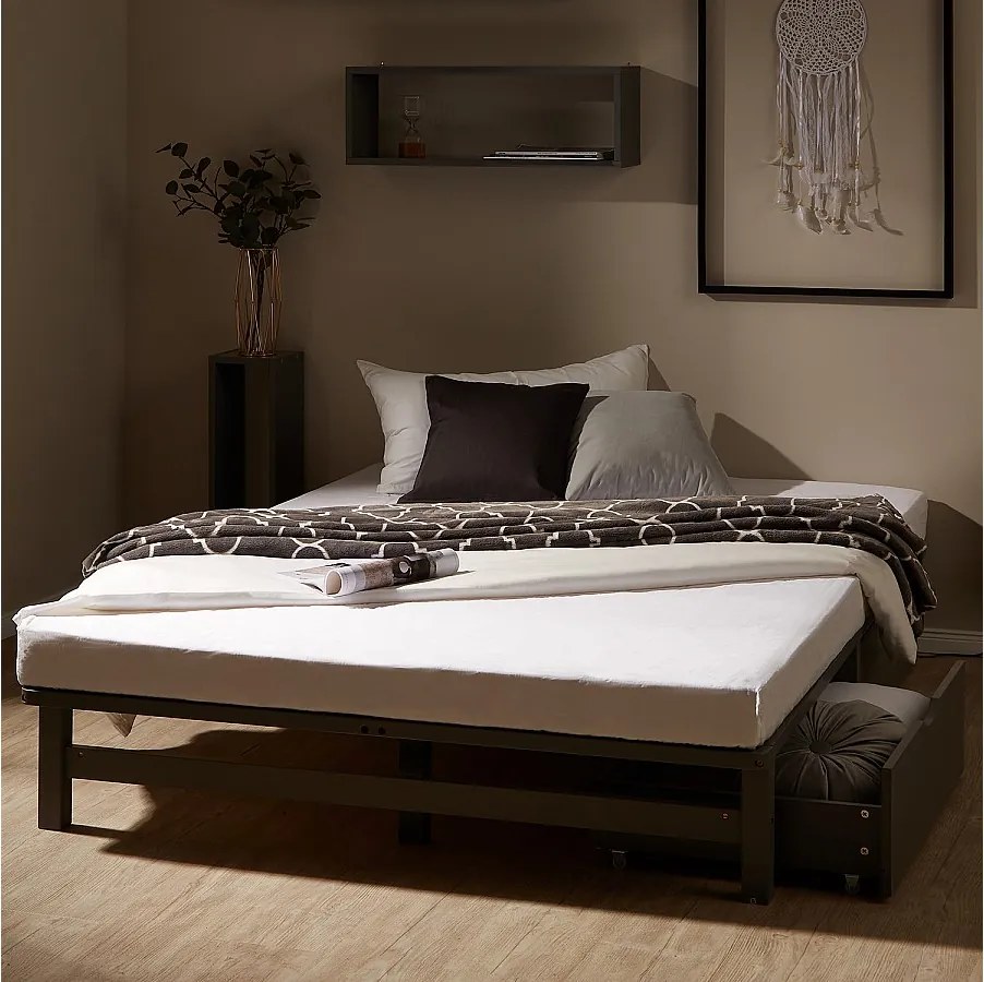 Łóżko 140x200 cm szare Paleta