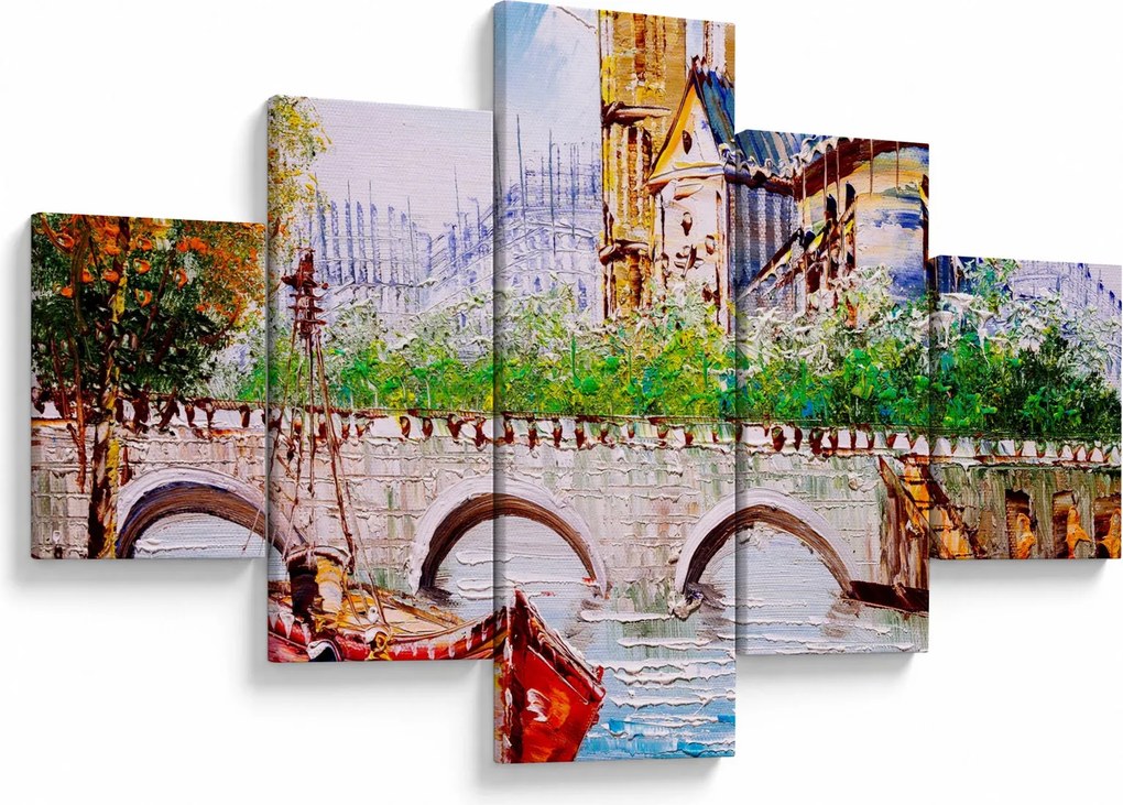 Obraz - Obraz olejny przedstawiający miasto (125x70 cm)