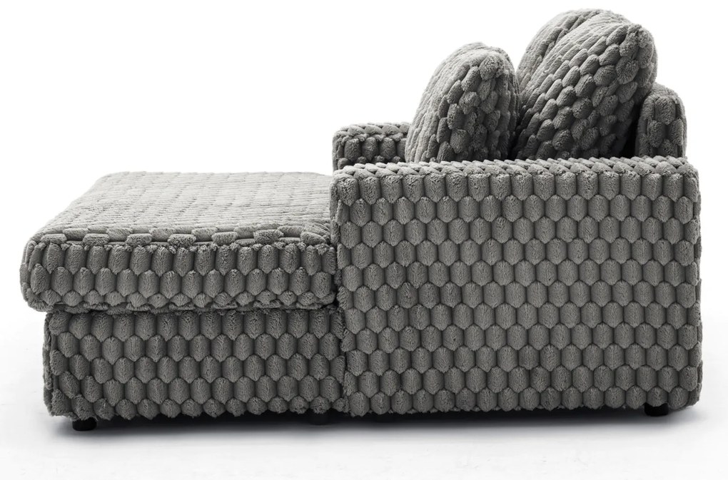 Fotel Wypoczynkowy Sofa KOBEL Szary Pluszowy Nowoczesny