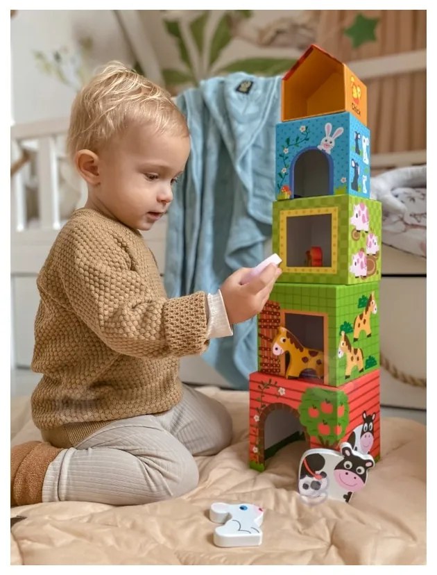 Woopie green układanka kostki farma w pudełkach + figurki 10 el.