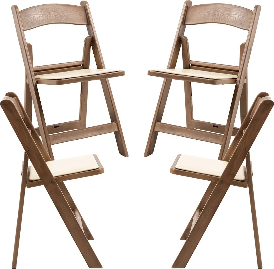 Pakiet 4 skadanych krzese Gala z poduszk z efektem drewna