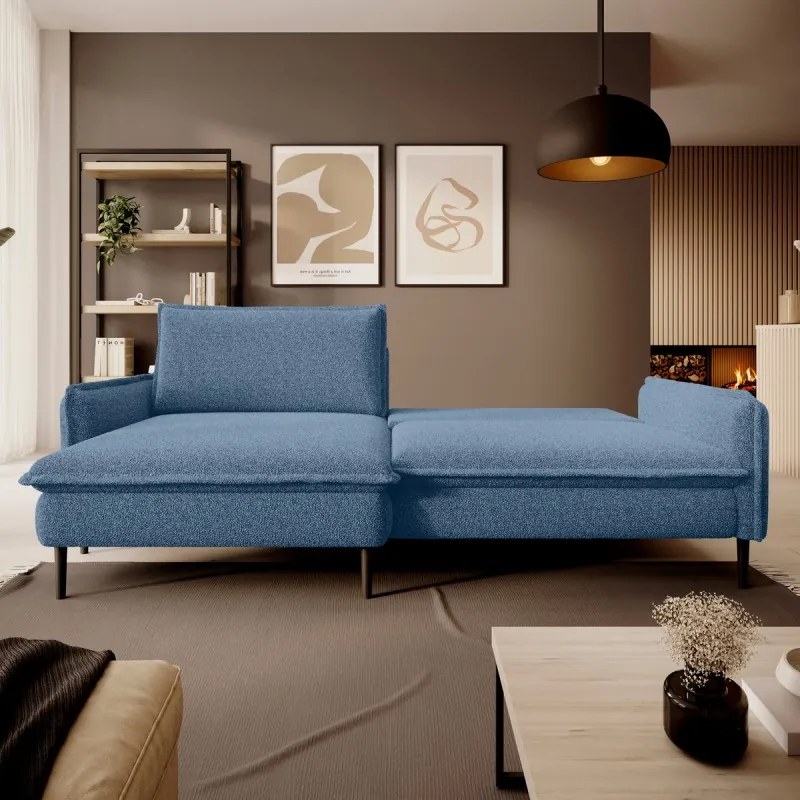 Narożnik GLOSSY z funkcją spania zestaw z poduszkami WERSAL