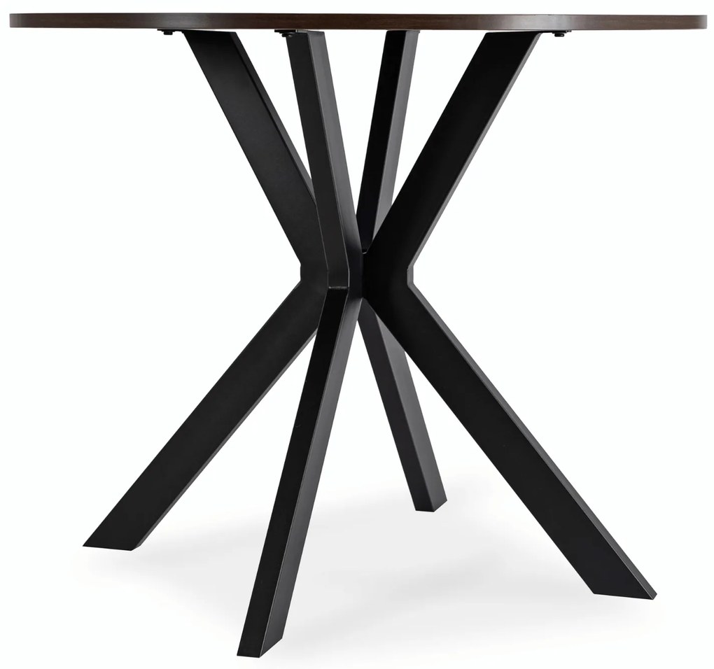 Stół Okrągły LAUREN 80 cm Orzech/Czarny Loft Nowoczesny