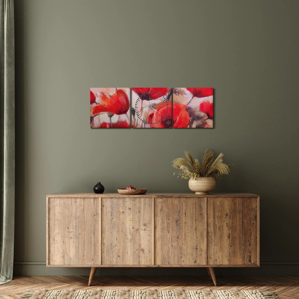 Obraz - Wilcze maki (z zegarem) (90x30 cm)