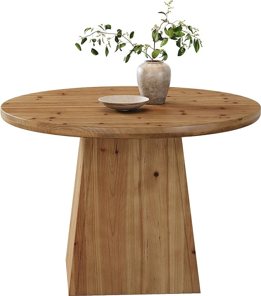 Okrągły stół jadalny z litego drewna dla 4 osób, mały okrągły stół kuchenny z pogrubionym blatem i solidną podstawą