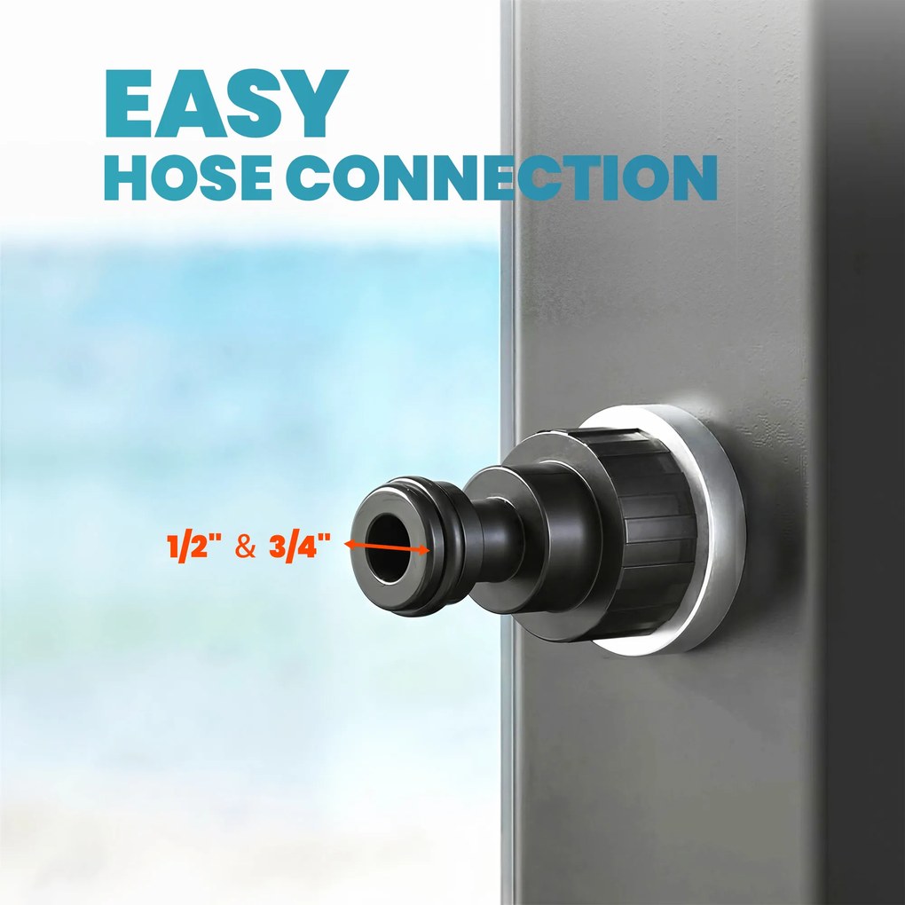 Outsunny Prysznic solarny 60 l prysznic ogrodowy z obrotową deszczownicą i kranem, regulacja temperatury | Aosom PL