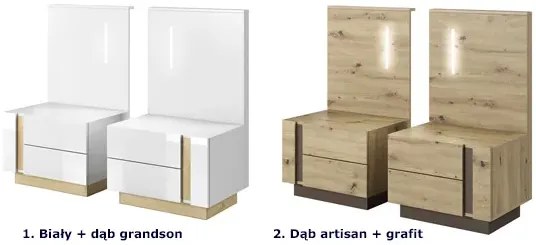 Zestaw 2 szafek nocnych dąb artisan + grafit H8-M38