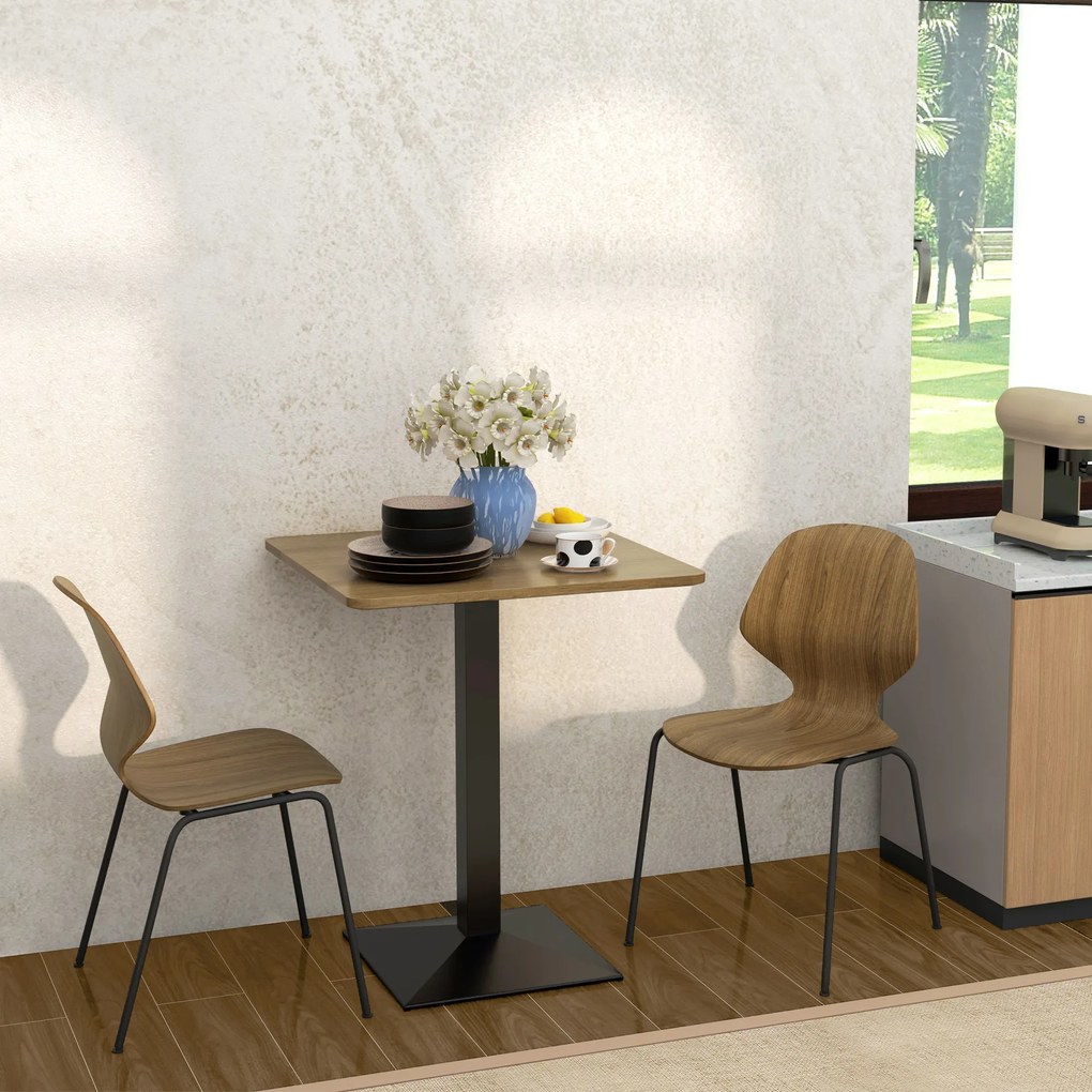 HOMCOM Stół jadalniany Kwadratowy stół kuchenny dla 2 osób z blatem w optyce drewna stalową podstawą 70 x 70 x 75 cm Ciemnobrązowy | Aosom PL