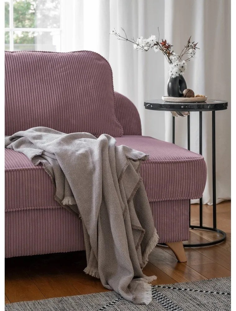 Szaroróżowy sztruksowy szezlong (lewostronny) Chic Charlotte – Miuform