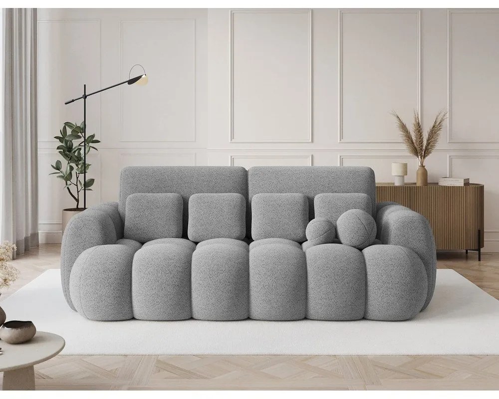 Szara rozkładana sofa z materiału bouclé 256 cm Cotonn – ELTAP