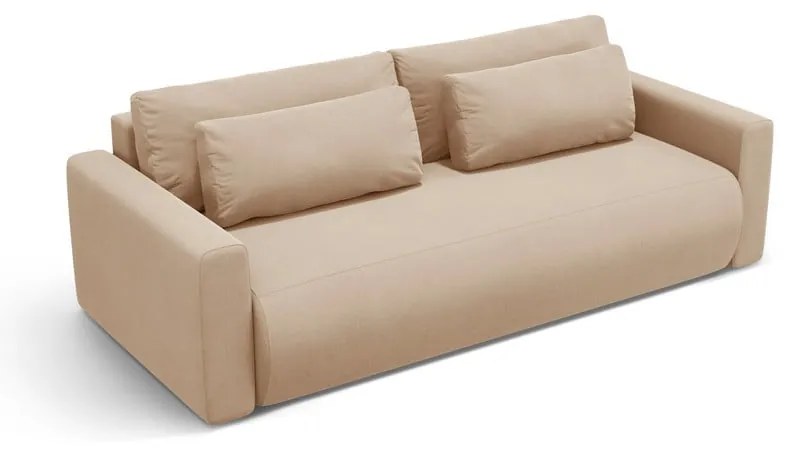 Jasnobrązowa aksamitna rozkładana sofa ze schowkiem 238 cm Belfast – Cosmopolitan Design