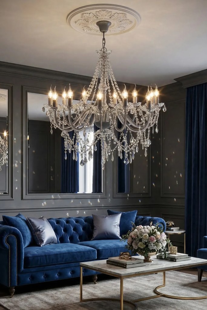 Świecznikowy żyrandol z kryształkami - EX151 P9-C71