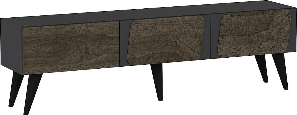 Szafka RTV – 150 cm x 30 cm x 43 cm – antracyt i orzech – płyta MDF