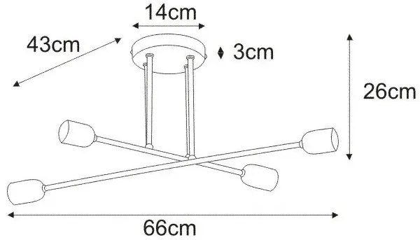 Biała loftowa lampa sufitowa bez kloszy - A725 W8-F44