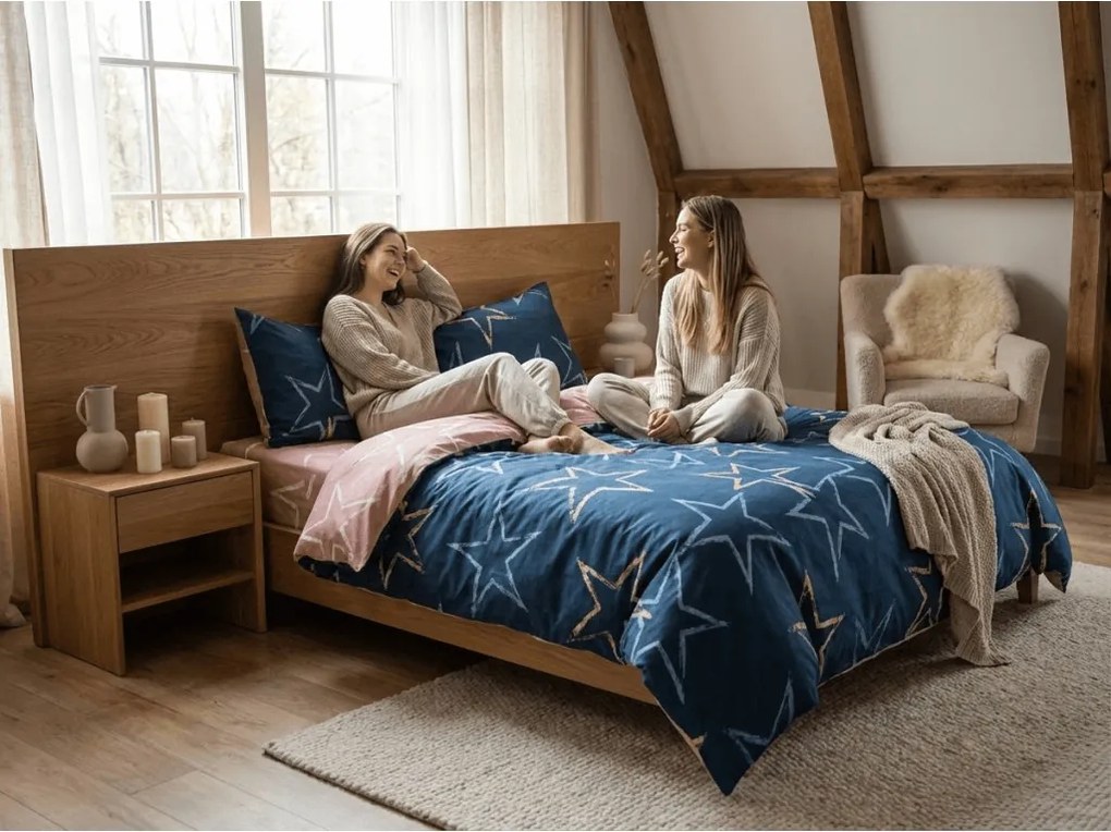 PrzytulneMieszkanie.pl PrzytulneMieszkanie.pl Pościel z mikroflanelu STARMISS ciemnoniebieska Rozmiar pościeli: 70 x 90 cm | 140 x 200 cm