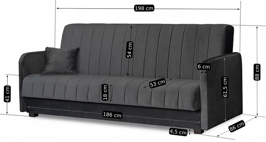 Popielata sofa rozkładana Z5-C40