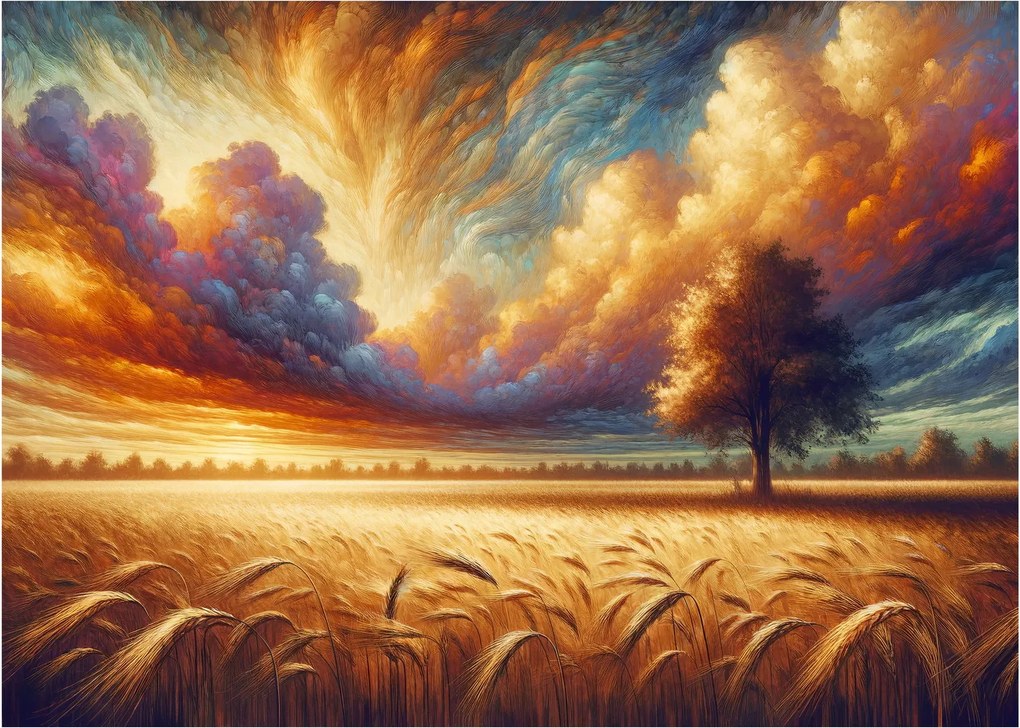 Obraz na szkle – Drzewo na polu (70x50 cm)