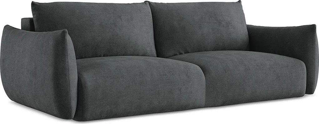 Kanapa 3-osobowa z funkcją spania - z tkaniny szenilowej - ciemny szary - LEILA