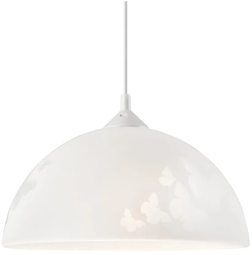 Biała lampa dziecięca ze szklanym kloszem ø 30 cm Mariposa – LAMKUR