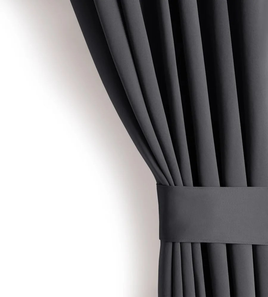 Ciemnoszara zaciemniająca zasłona termiczna 140x245 cm Pleat – Restilo