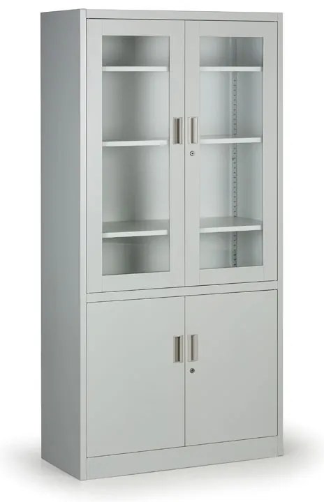 Metalowa szafa ze szklanymi drzwiami, demontowana, 900 x 1850 x 400 mm