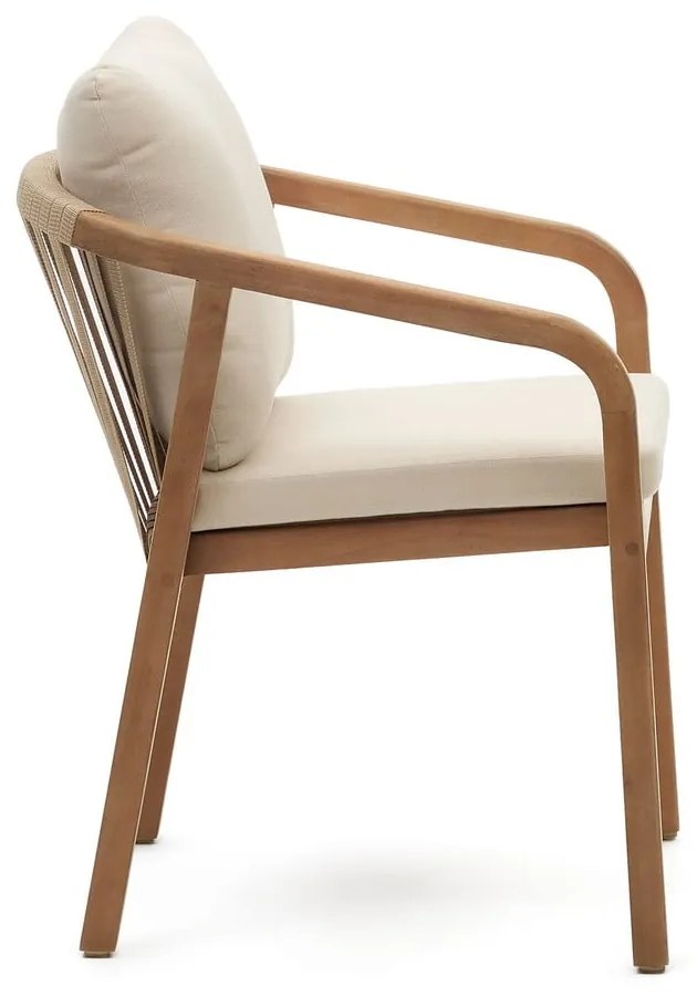 Beżowe/w naturalnym kolorze drewniane/tapicerowane krzesła ogrodowe zestaw 4 szt. Malaret – Kave Home