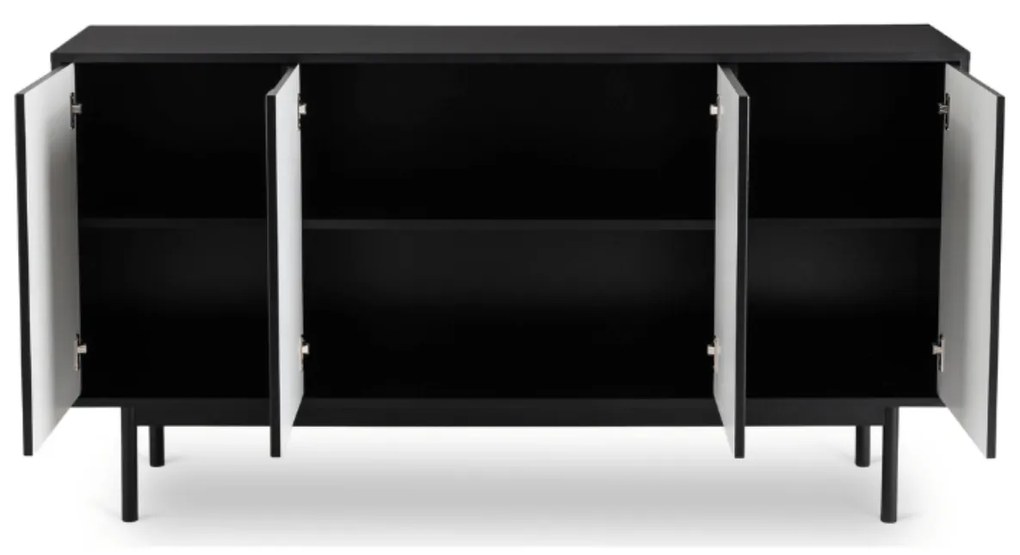 Komoda do Salonu MARLEN 155 cm Czarna Czterodrzwiowa Nowoczesna