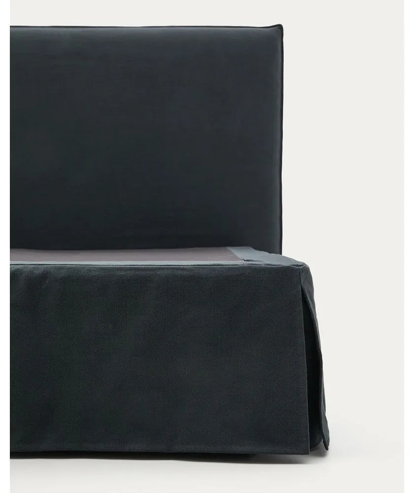 Antracytowe tapicerowane łóżko jednoosobowe 90x200 cm Jaira – Kave Home
