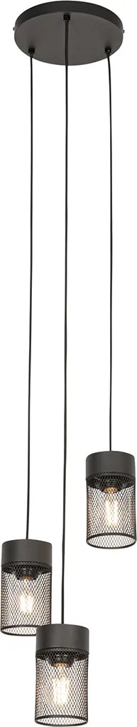 Industrialna lampa wisząca czarna 3-światłowa - Jim