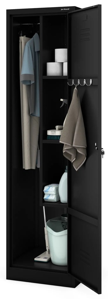 Metalowa szafa gospodarcza AGNES, 500 x 1850 500 mm, czarna