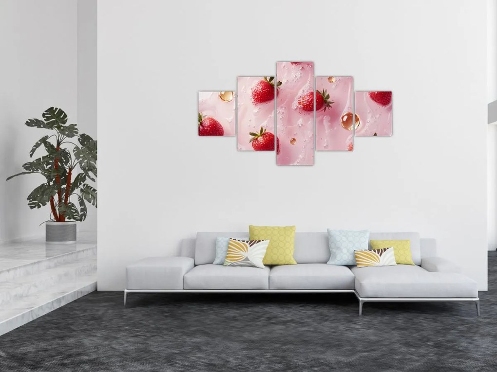 Obraz - Truskawki w bąbelkach (125x70 cm)