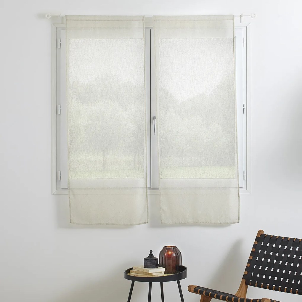 Firanki krótkie, efekt lnu, 100% poliester, 2 sztuki, 60 x 160 cm