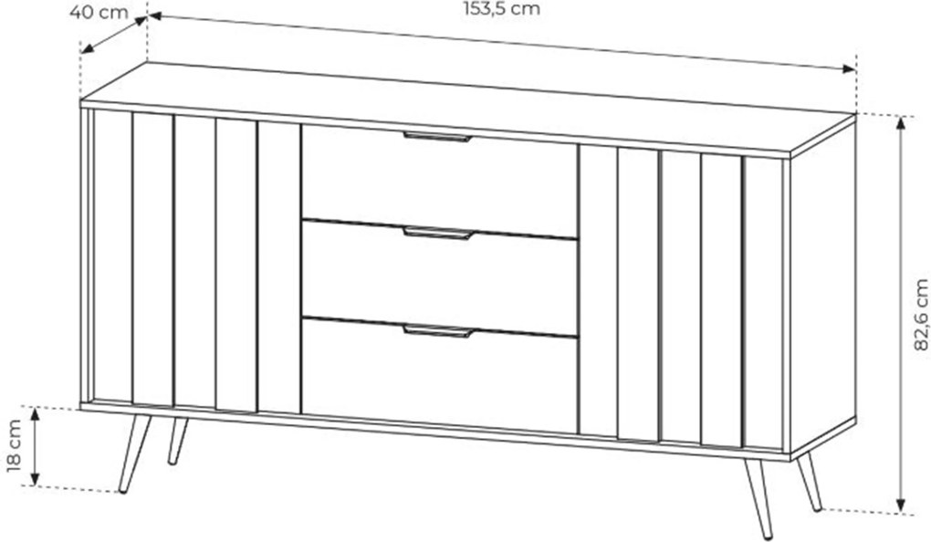 Komoda Flaro 153 cm z szufladami - dąb dunin