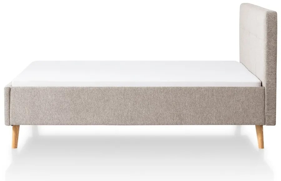 Szare/brązowe tapicerowane łóżko dwuosobowe bez stelaża 180x200 cm Smart – Meise Möbel