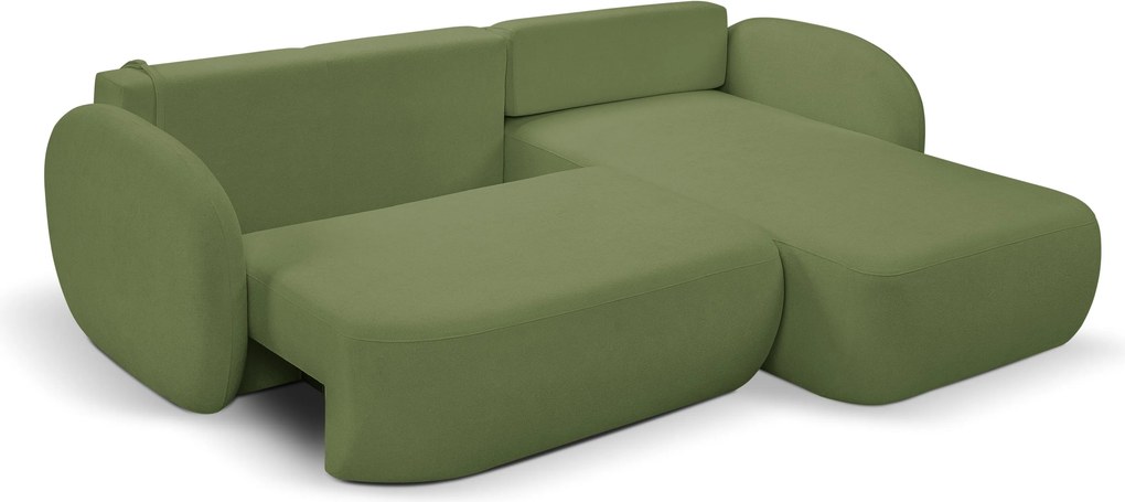 Masseno Narożnik AMICO z funkcją spania i pojemnikiem na pościel Narozniki L, Rozkładana sofa - Zielony, SICURO 20