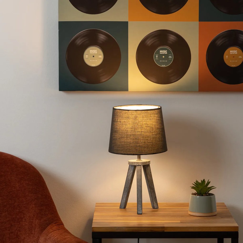 Lampa stołowa MINI GRIS, drewniane nóżki, 30 cm