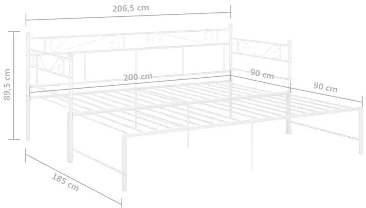 Białe metalowe łóżko rozkładane 90x200 cm - Wesper