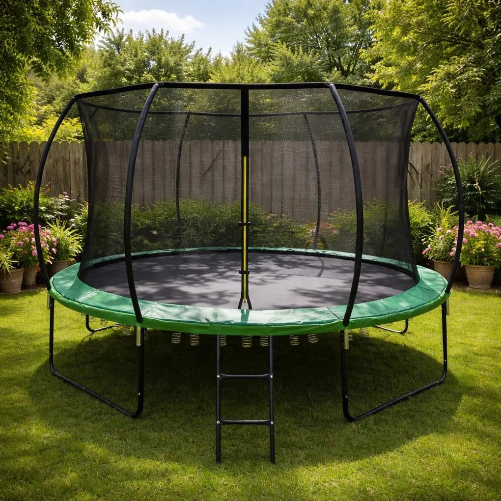 Trampolina ogrodowa dla dzieci Pegie 12FT, 366 cm, z siatką wewnętrzną i drabinką