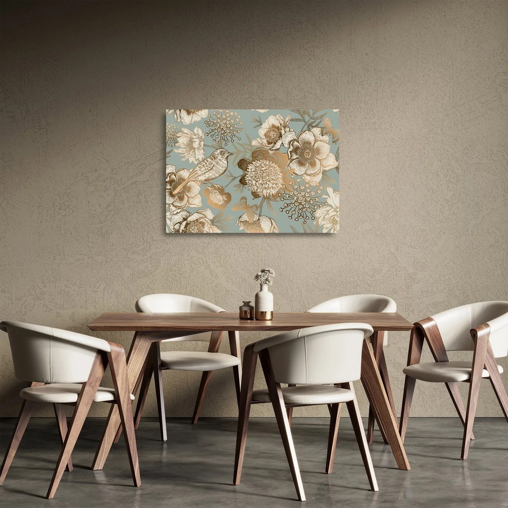 Obraz na szkle złotych kwiatów (70x50 cm)