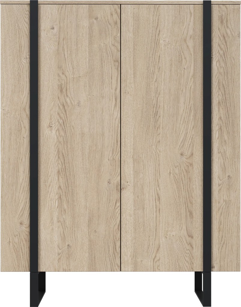 Komoda wysoka Verica 120 cm dwudrzwiowa - dąb biszkoptowy / czarne nóżki