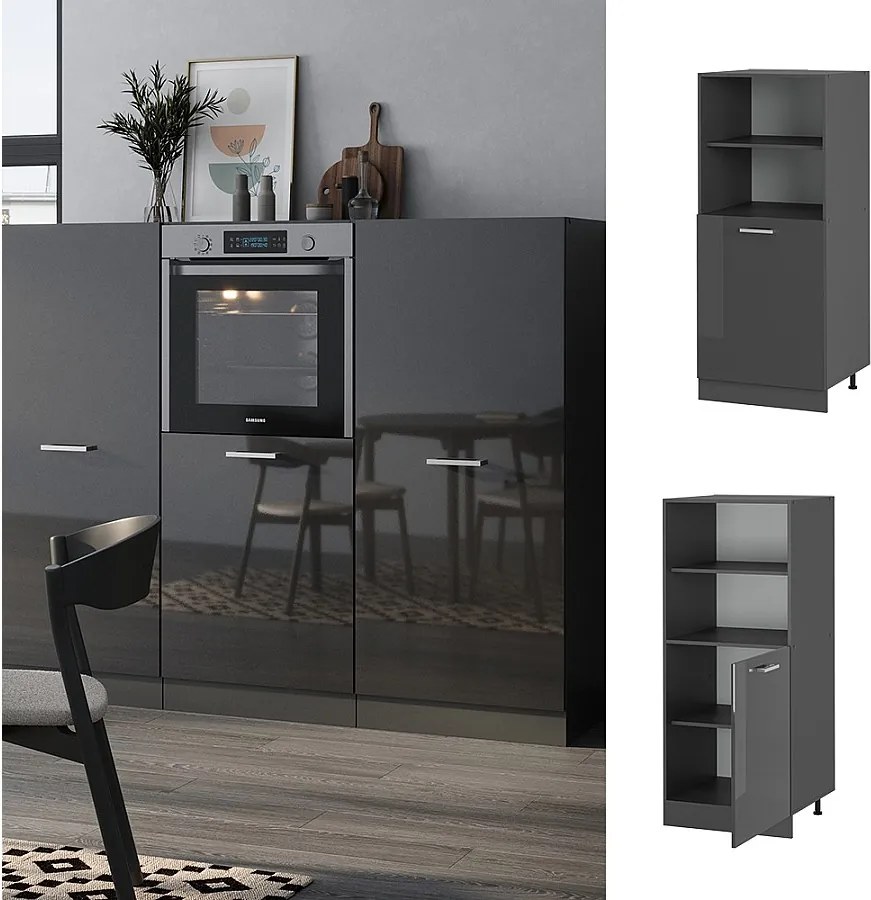 Szafka kuchenna antracyt wysoki połysk 60x57x143 r-line